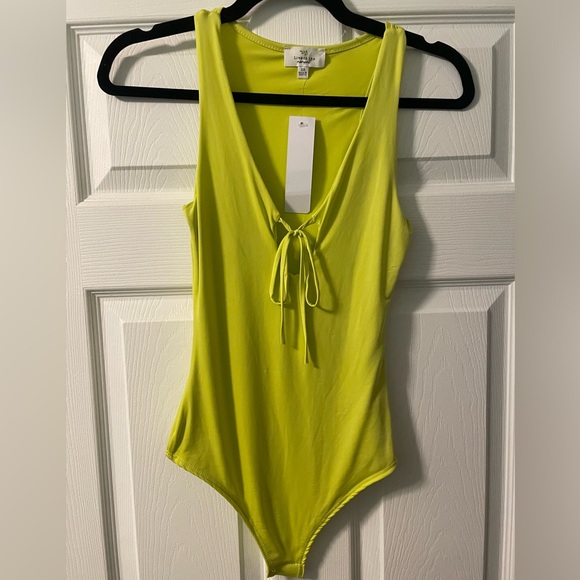 Neon yellow stretch bodysuit - Picture 2 of 7